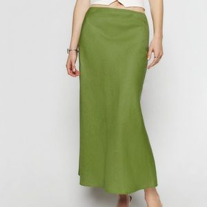 NWOT Reformation Layla Linen Skirt Avocado Green